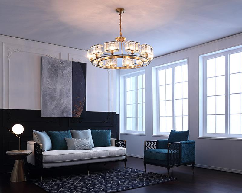 scandinavian chandelier living room