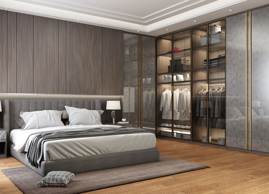 Modern Luxury Open Door Wardrobe Modern Solid Wood Modular Walk in